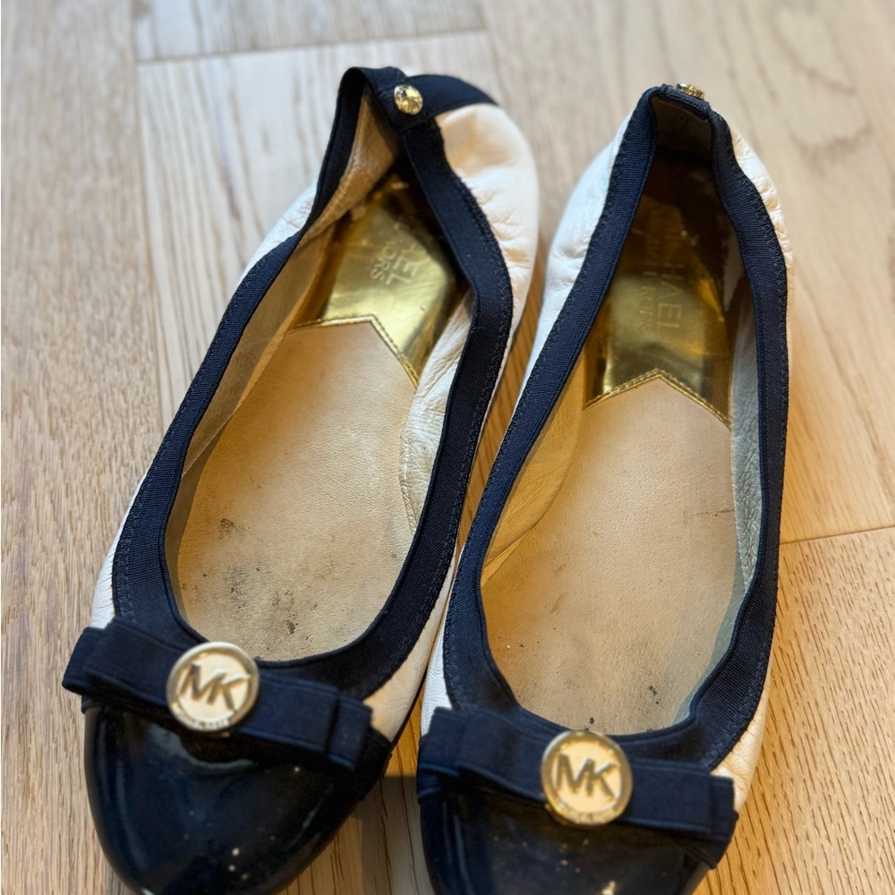 Michael Kors Two-Tone Flats with Gold Accents